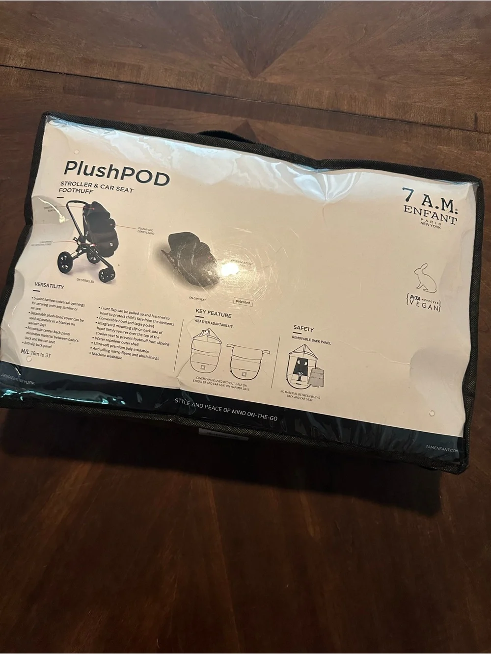 PlushPod Black Baby Stroller Footmuff - Cozy Insulated Liner